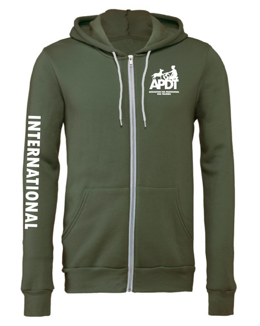 APDT International Dog Beach Unisex Sponge Fleece Full-Zip Hooded Sweatshirt